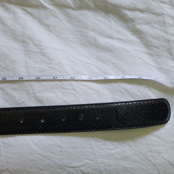 Vintage GUCCI Black Python Snake Leather Belt Gold Buckle GG Size 85 - Picture 11 of 12